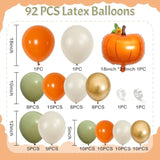 Fall Balloon Garland Arch Kit Burnt Orange Pumpkin Green White Gold for Baby Shower