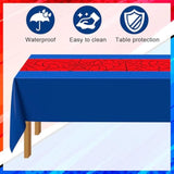 3 Pcs 54 X 108 Inch Spider Birthday Party Tablecloth Plastic Disposable Hero Table Cover Large Plastic Rectangular Table Cover For Spider Birthday Party Decorations (Red And Blue)