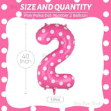 40 Inch Number 2 Balloon Pink Polka Dot Large 2Nd Birthday Decorations For Girls Mylar Foil Helium Aluminum Balloons Baby Shower Party Favors Decor Supplies