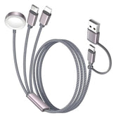 3-In-2 Usb C Charging Cable For Iphone 16-12 & Smartwatch, 4Ft Portable Multi Charger With Lightning, Travel Camping Essentials (1Pcs)