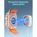 For Apple Watch Charger Usb Magnetic Iwatch Charger Fast Charging Portable Compatible With Iwatch Ultra2/Ultra/Series 9/8/7/6/Se/Se2/5/4/3/2/1-3.3Ft/1M, White