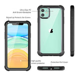 Iphone 11 Case With Screen Protector Clear Rugged 360 Full Body Protective Shockproof Hard Back Defender Dual Layer Heavy Duty Bumper Cover Case For Iphone 11 6.1" - Black