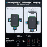 Dual Coil Wireless Car Charger Auto Clamping 15W Cup Holder Phone Wireless Charger Mount Fast Charge Tri-Pivots Height Adjustable Phone Holder Car Truck For Iphone 16 15 14 13 Samsung Lg Etc.