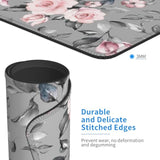 Pink Roses Mouse Pad,Spring Blooming Flowers And Leaves Square Waterproof Mouse Mat,Non-Slip Rubber Base Durable Stitched Edges Computer Mousepad For Gaming Home Office Wireless Mouse 9.5"X7.8"