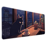35.5 X 15.8 In Gaming Mouse Pad Cozy Cat Drink Coffee Large Mousepad For Office & Gamers Smooth Surface Non-Slip Waterproof Xxl Long Desk Mat Compatible With All Mouse Types