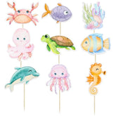 36Pcs Ocean Animal Cupcake Toppers Under The Sea Turtles Octopus Cupcake Picks Seahorse Coral Cake Decorations For Under The Sea Theme Baby Shower Birthday Party Supplies