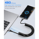 Coiled Usb C Cable 2Pack 10Ft, Usb A To Usb C Cable For Car, Fast Charger Cord For Iphone 17 16 15 Pro Max Plus Iphone Air Samsung Galaxy S25 S24 S23 S22 S21 Note 20 10 Flip A54 A15 A14 Pixel Lg Moto