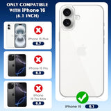 3 Pack Screen Protector For Iphone 16, 6.1 Inch Tempered Glass, Front And Back, Camera Protector, Anti-Fingerprint