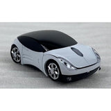 Computer Wireless Mouse Futuristic Car Shape Optical Mice USB 2.4Ghz 2 Button for PC Laptop (White)