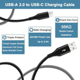 Usb C Cable 15Ft, Extra Long Usb Type C Fast Charging Cable Sturdy Nylon Braided Usb A To Usb C Cable Compatible With Samsung S10/S9/S8/S7/S20/A10/A20/A50/A51/Note9/Note8, Lg V50 V40 V20,Black