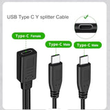 Usb C Splitter Charge Cable,1 Feet Usb Type C 1 Female To 2 Dual Male Y Splitter Extension Charging Cable(Only For Charging,Can'T Transmit Data)