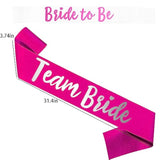 Team Bride 7Pc Satin Sash Set - Sophisticated & Fun Party Favors For Bachelorette Party, Bridal Shower & Wedding Party (7Pc Set, White & Pink)