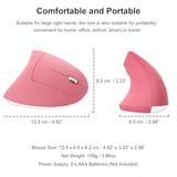 Ergonomic Wireless Vertical Mouse Ergo Optical 2.4G Cordless Mouse Portable Travel Mice With 6 Buttons 3 Adjustable Dpi 800/1200/1600 For Pc Laptop Desktop (Pink)