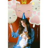 5Pcs Cat Foil Balloon Cat Paw Birthday Party Supplies Cute Crown Kitten Pet Cat Themed Birthday Party Baby Shower, Wedding Themed Party Decorations?Pink, Cream White?