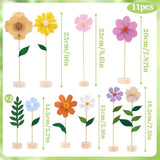 11Pcs Wildflower Party Decorations, Wildflower Centerpieces Wooden Base Pastel Flower Table Decorations For Tables, Birthday Baby Shower Spring Table Decorations For Home Office