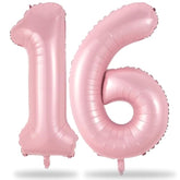 Pastel Pink 16Th Birthday Balloons For Girls, 40 Inch Mylar Self Inflating 16 Balloon Number, Big Foil 1 & 6 Helium Number 16 Balloon For Women Birthday Party Decorations Anniversary Decor Supplies