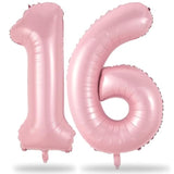 Pastel Pink 16Th Birthday Balloons For Girls, 40 Inch Mylar Self Inflating 16 Balloon Number, Big Foil 1 & 6 Helium Number 16 Balloon For Women Birthday Party Decorations Anniversary Decor Supplies
