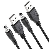 Usb 2.0 A Male To Dc 5.5X2.1Mm 5 Volt 24Awg Dc Connector Charge Barrel Jack Power Cable Black, 3Ft (Max 2.5 Ampere Power Cable, Center Pin Positive),2Pack