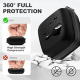 Square Earbud Case Portable Eva Carrying Case Storage Bag Cell Phone Accessories Organizer With Carabiner For Earphone, Earbud, Earpieces, Sd Memory Card, Camera Chips, Tech Pouch, Black