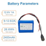 Kbt 12V 2400Mah Rechargeable Li-Ion Battery, Bare Leads Wire Replacement Battery Pack With Charger Compatible With 12V Devices Rc Car, Boat, Robot, Diy, Led Light Strip, Cctv Camera