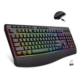 Wireless Bluethooth Versatile Keyboard,Tri-Mode Bt5.0/2.4Ghz/Wired,8 Rgb Backlit Light Up,Silent Key,Ergonomic,Usb C Rechargeable,For Gaming/Typing/Office/Home/Pc Computer/Mac/Laptop/Ipad/Xbox/Ps5