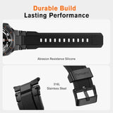 Compatible With Samsung Galaxy Watch Ultra Bands For Men, Metal Connector Rugged Strap For Galaxy Watch 7 Ultra 47Mm, Sport Accessories With 9H Tempered Glass Screen Protector - Black/Black