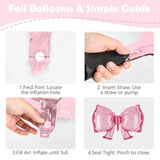 Bow Balloons, Light Baby Pink White Clear Pastel Balloons With Bow Foil Balloon For Girl Princess Women Birthday Party Bachelorette Bridal Engagement Bow Theme Wedding Anniversary Baby Shower Supplies