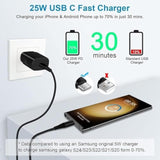 25W Super Fast Charger Box Type C Fast Charging For Samsung Galaxy A16 A56 A54 5G A15 S25 Ultra S24 Fe A35 A14 Z Fold 6/Flip 6 S23 S22,Usb C Charger Block+6Ft Usb C To C Cable For Google Pixel 9 8 Pro