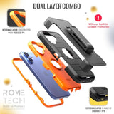 Designed For Iphone 16 Case With Belt Clip Holster & Kickstand, Screenless Dual-Layer Shockproof Phone Case - Black & Orange