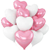12pcs Pink & White Heart-Shaped Foil Balloons for Baby Shower Parties