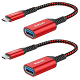 Usb C To Usb 3.1 Adapter 2 Pack, Otg Cable Type C Male To Usb Female Otg Adapter Compatible With Iphone 15/15 Pro/15 Plus/15 Pro Max, Macbook Pro, Ipad, Samsung Galaxy, Huawei,Google Pixel-Red