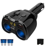 Cigarette Lighter Splitter 2 Socket, 150W Cigarette Lighter Adapter 20W Usb C Car Charger And 18W Qc3.0 Multi Port Car 12V Splitter With Button Switch Led Voltmeter For Gps Dash Cam Phone Tablet