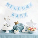 Blue Gingham Welcome Baby Banner Blue White Baby Shower It’s a Boy Decor