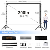 Outdoor Projector Screen with Stand, 200 Inch Portable Projection Screen - Dual-Sided 16:9 4K HD Movie Screen, Wrinkle-Free Design & Carry Bag for