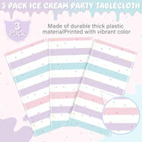 3 Pack Sprinkle Ice Cream Tablecloth Party Decorations, Ice Cream Birthday Plastic Party Supplies, Donut Disposable Rectangle Table Cover For Kids Girls Sweet One Birthday Baby Shower, 54 X 108 Inch