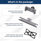 Aluminum Phone Holder with 150mm Double Socket Arm Compatible with 6-8.5" Smartphone - with B Size 1" Ball Components for RAM Mounts