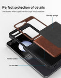 for Galaxy Z Flip 5 5G Case, Leather Case, PU Leather + Hard PC Shell Ultra Thin Slim Durable Protective Phone Case Cover for Galaxy