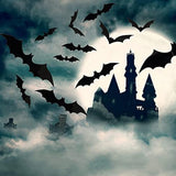 Black Glitter Happy Halloween Banner Bat Garland Wall Decals Haunted House Decor