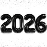 42 Inch Giant Black 2026 Number Balloons New Year Party Supplies