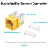 Ul Listed Cat6 Keystone Jack 10-Pack, Rj45 Keystone Jack, 90-Degree Ethernet K