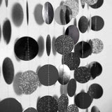 Glitter Charcoal Grey Black Circle Garland Kit Halloween Party Decoration Hanging Polka Dots Streamer Backdrop Banner Birthday Wedding Retirement New Years Nye Bachelorette Bridal Shower