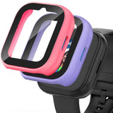 2-Pack Compatible With Sync Up Kids Watch 2 Screen Protector, Hard Pc Overall Protective Case Bumper Tempered Glass Cover Accessories For Syncup Kids Watch 2,Purple+Pink