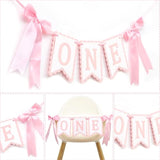 Bow First Birthday High Chair Banner - Pink Bow 1St Party Decoration,Coquette First High Chair Banner,Coquette One Birthday Photo Prop (Bow 1St)