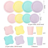 244Pcs Pastel Dinnerware Set for 48 β Plates, Cups, Napkins in 4 Colors