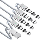 Magnetic Charging Cable 3A Fast Charging (4-Pack, 3.3/3.3/6.6/6.6 Ft) 3 In 1 Magnetic Phone Charger, 480Mbps Data Transfer, Usb A To Type C Charger Cable Usb-C/Iproduct Micro Usb Device - Silver