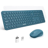 Full Size 2.4G Wireless Keyboard Mouse Combo, Ultra Slim Silent Cute Computer Keyboard With Usb Receiver For Windows, Os, Pc, Mac, Tablet (Navy Blue-A)
