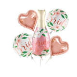 Flora Bride-to-Be Balloons – 38" Champagne Bottle Foil Balloons, Bachelorette & Bridal Shower Party Decor, 5-Pack