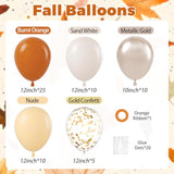 Fall Balloons 60Pcs 12Inch Orange Nude Sand White Gold Confetti Balloons for Thanksgiving Decor