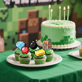 Birthday Cupcake Toppers Set,24Pcs Party Supplies For Kids Boys Video Game Birthday Cake Decorations