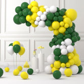Retro Green Yellow White Balloon Garland Arch Kit, 122Pcs Dark Green Yellow White Balloons For Birthday Wedding Graduation Baby Shower Anniversart Forest Jungle Tractor Soccer Party Decorations